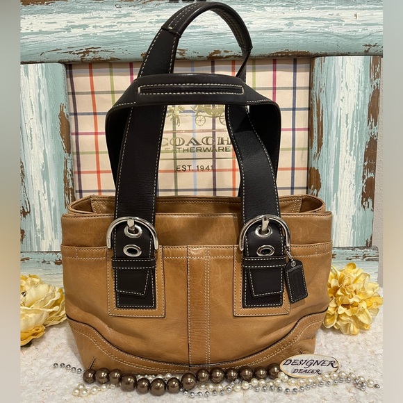 Authentic Coach Soho Tan & Brown Leather Shoulder Bag Tote 10911 VGC! - Picture 1 of 12